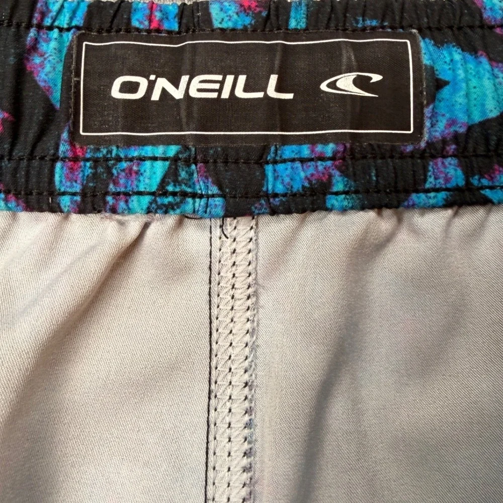 O'Neill Mens‎ Swim Trunks Large Blue Pink Geometric Abstract Board Shorts